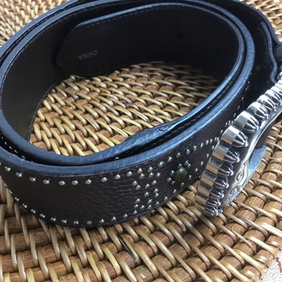 Brighton Brown Leather Belt Studded Leather Size M-L 34 main image 5